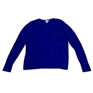 Charter Club‎ Womens XL Blue 100% Cotton Long Sleeve Cable Knit Sweater